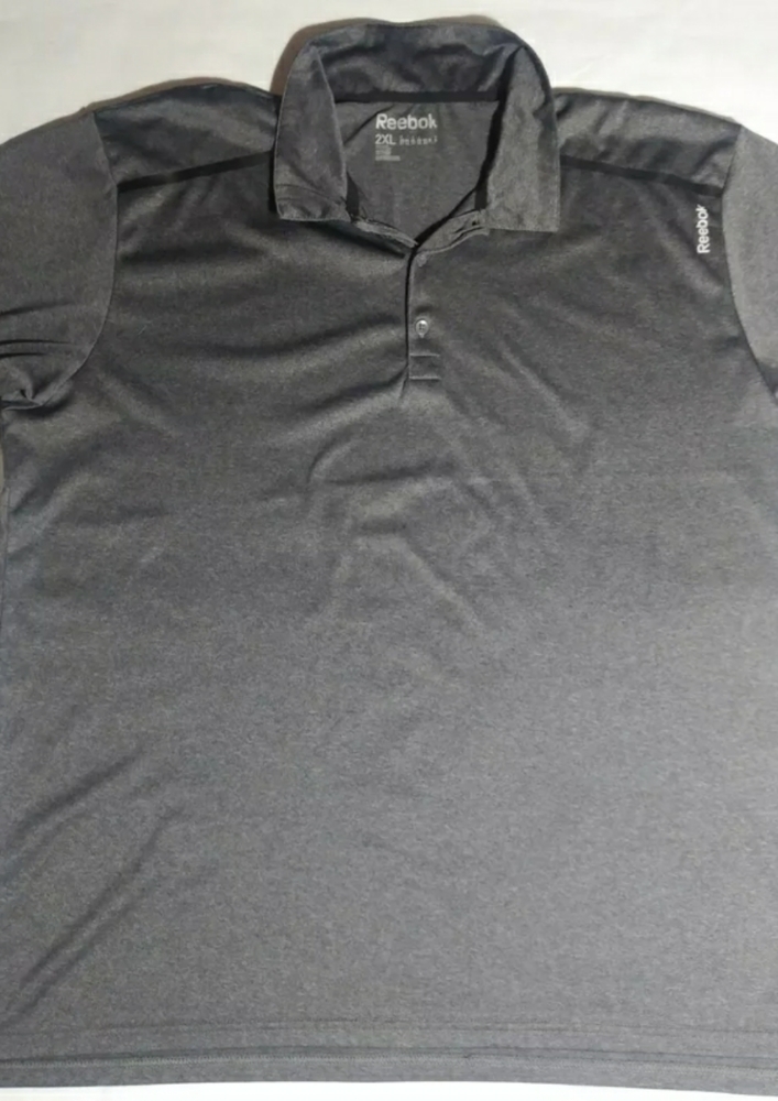 Reebok 2XL mens gray dryfit short sleeve polo